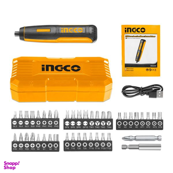 پیچ گوشتی شارژی اینکو (Ingco) مدل CSDLI0403-4V مجموعه 45 عددی