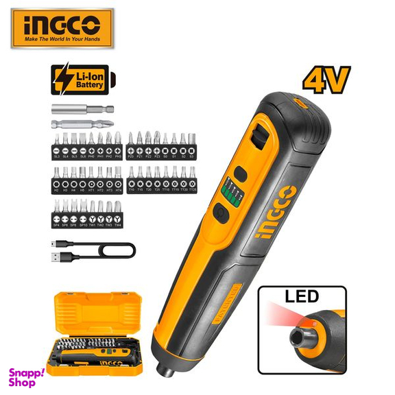 پیچ گوشتی شارژی اینکو (Ingco) مدل CSDLI0403-4V مجموعه 45 عددی