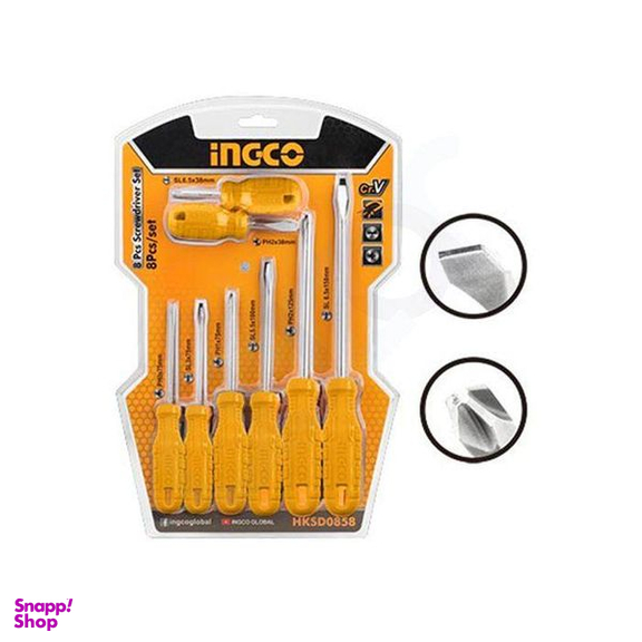 پیچ گوشتی اینکو (Ingco) مدل HK-SD-0858 مجموعه 8 عددی