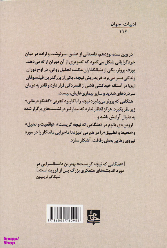 کتاب هنگامی که نیچه گریست اثر اروین د.یالوم انتشارات جامی