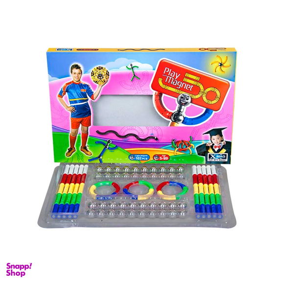 اسباب بازی سبک خمیده جدید بسته 102تکه پلی مگنت (Play Magnet)