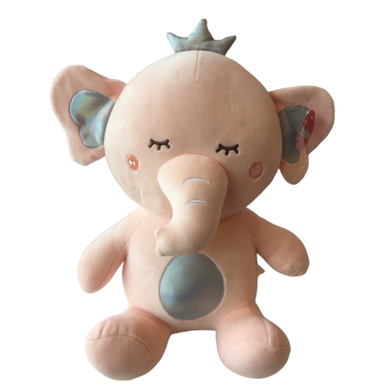 عروسک فیل نشسته رنگ صورتی 25 سانتی متر