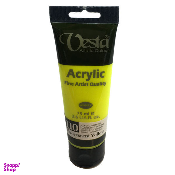 رنگ اکرلیک وستا (Vesta) شماره 110 رنگ زرد فلورسنت حجم 75 میلی لیتر