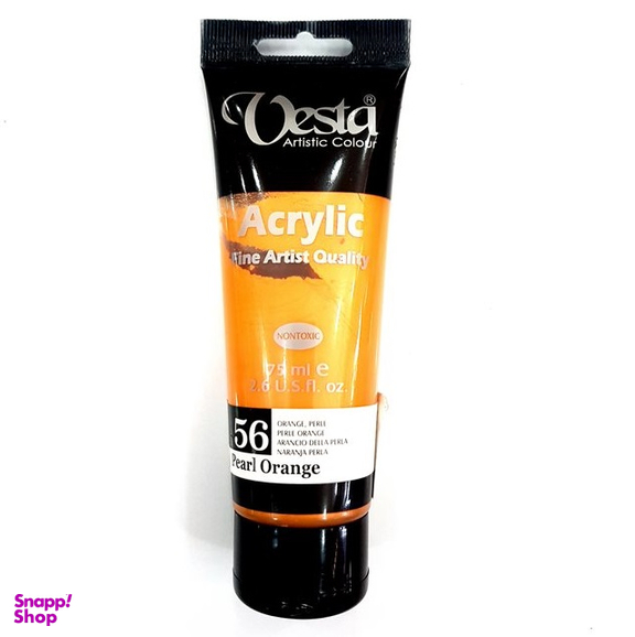 رنگ اکرلیک وستا (Vesta) شماره 56 رنگ نارنجی حجم 75 میلی لیتر