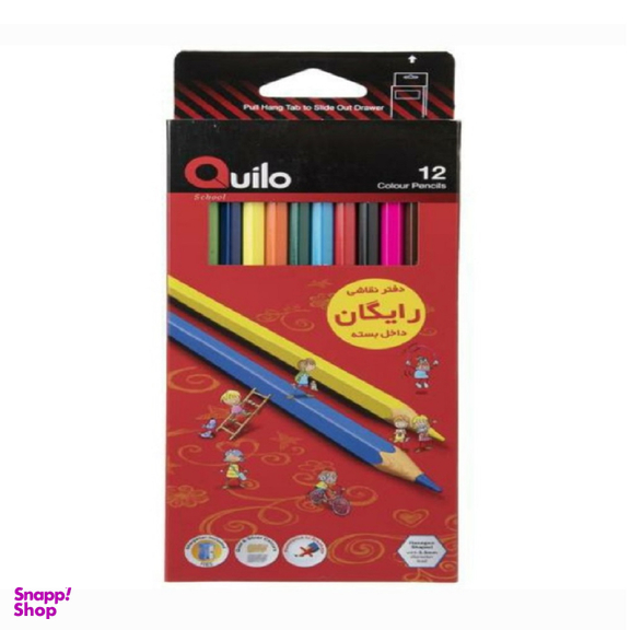 مداد رنگ ی کوییلو (Quilo) مدل مقوایی بسته 12 رنگ