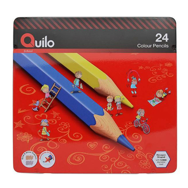 مداد رنگ ی کویلو (Quilo) مدل جعبه فلزی 24 رنگ