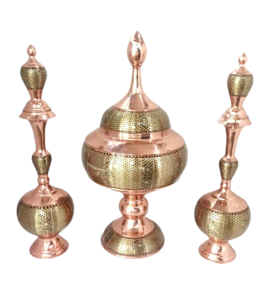 ست شکلات خوری و گلاب پاش مس و خاتم کادوی ایرانی (Kadoirani)