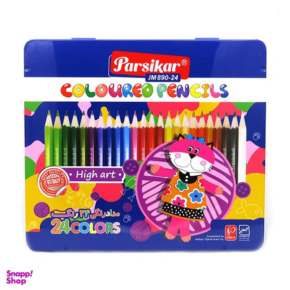 مداد رنگ ی پارسیکار (Parsikar) مدل 890-24-1 جعبه فلزی بسته 24 عددی