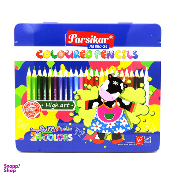 مداد رنگ ی پارسیکار (Parsikar) مدل 890-24-4 جعبه فلزی بسته 24 عددی