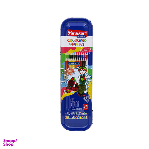 مداد رنگ ی پارسیکار (Parsikar) مدل 865-24-3 جعبه کشویی با اقلام اضافه بسته 24 رنگ