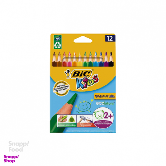 مداد رنگی بیک (Bic) مدل اکوایولیشن سری کیدز 12 رنگ