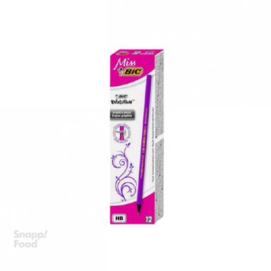 مداد بیک (Bic) رنگ مشکی بدنه بنفش بسته 12 عددی