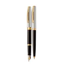 خودکار و خود نویس شفر (Sheaffer) مدل Sagaris بدنه نیمه کروم براق مشکی با گیره زرد