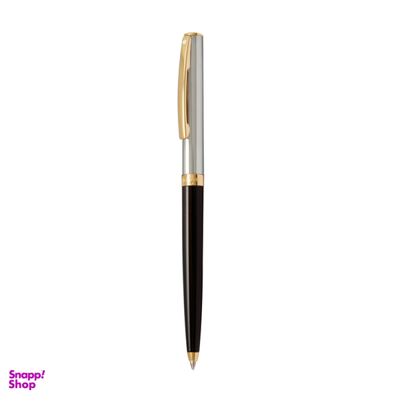 خودکار شفر (Sheaffer) مدل Sagaris بدنه نیمه کروم براق مشکی با گیره زرد