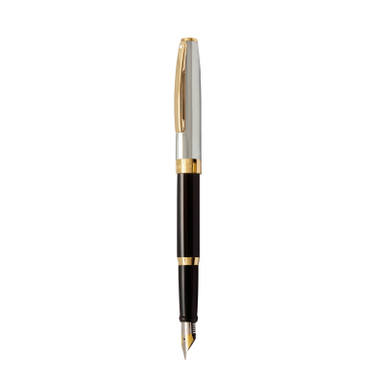 خود نویس شفر (Sheaffer) مدل Sagaris بدنه نیمه کروم براق مشکی با گیره زرد