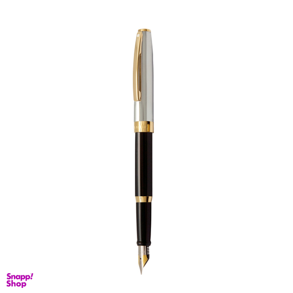 خود نویس شفر (Sheaffer) مدل Sagaris بدنه نیمه کروم براق مشکی با گیره زرد