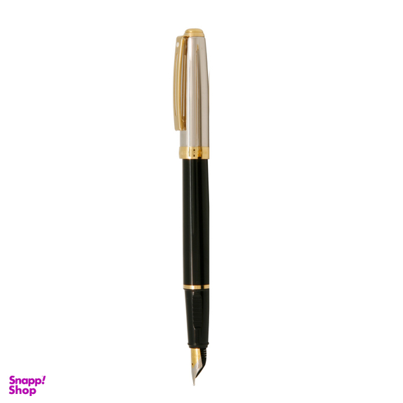 خود نویس شفر (Sheaffer) مدل Prelude بدنه نیمه کروم براق بدنه مشکی با گیره زرد