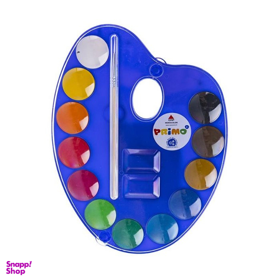 آبرنگ 12 رنگ پریمو (Primo) جعبه بیضی همراه با پالت و قلم مو کد 101A12To
