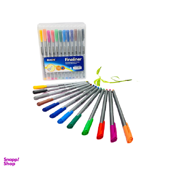 روان نویس نوک نمدی بیسیک (Basic) چند رنگ بسته 12 عددی