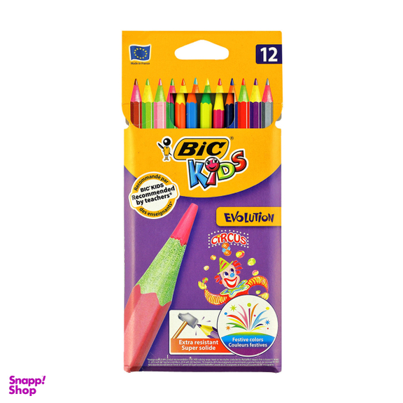 مداد رنگی بیک (Bic) مدل اولیشن سری کیدز طرح سیرک 12 رنگ
