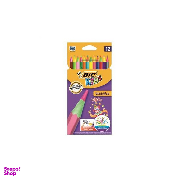 مدادرنگی 12 رنگ مقوایی بیک (Bic) مدل Evolution Circus