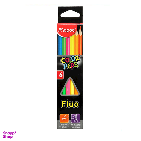 مدادرنگی 6 رنگ مقوایی ماپد (Maped) مدل 832003 Fluo