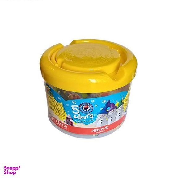 خمیر بازی 5 رنگ سطلی آریا (Arya) کد 1062 درب زرد رنگ