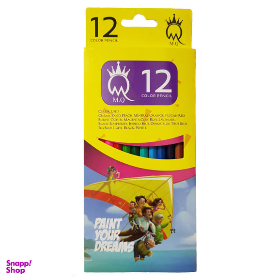 مداد رنگی 12 رنگ مقوایی ام کیو (MQ)