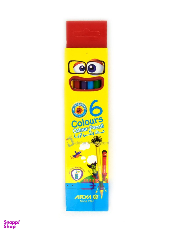 مداد رنگی 6 رنگ مقوایی آریا (Ariya)