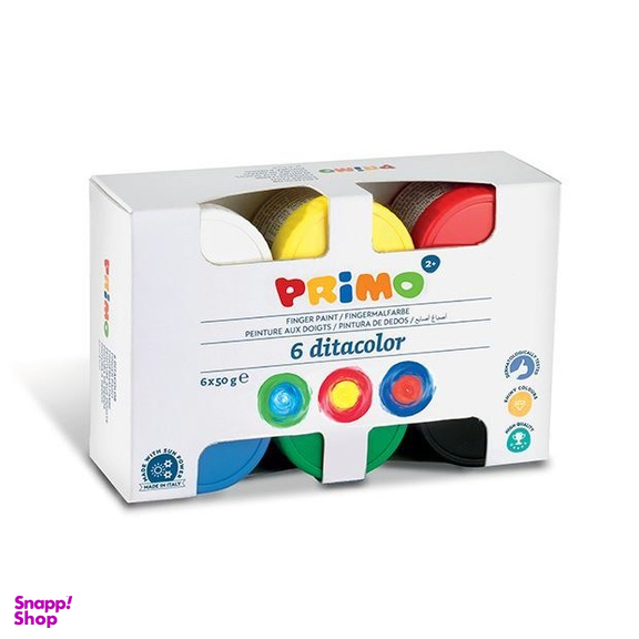 رنگ انگشتی پریمو (Primo) بسته بندی مقوایی 6 رنگ 50 گرم کد 226TD50S