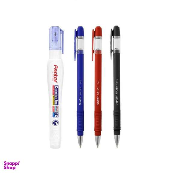 خودکار مشکی پنتر (Panter) مدل SP101 کد 1014 بسته 3 عددی به همراه غلط گیر