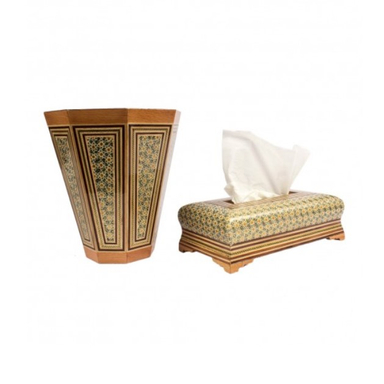 ست سطل و جادستمال کاغذی خاتم کاری