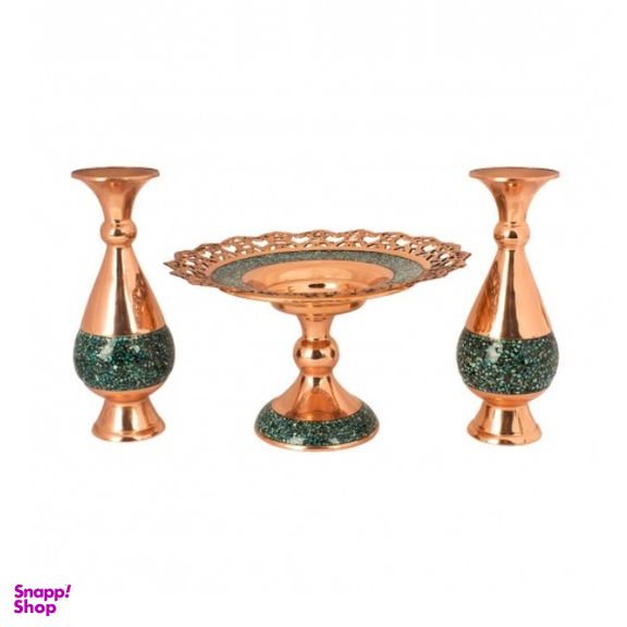 ست شیرینی خوری و گلدان فیروزه کوبی
