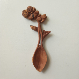 قاشق چوبی طرح گل بنفشه
