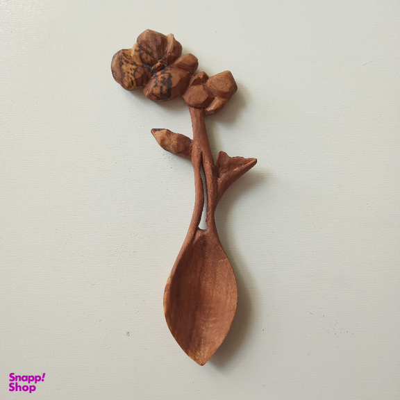 قاشق چوبی طرح گل بنفشه