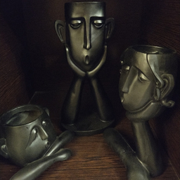 مجسمه و گلدان پلی استر سه تکه چهره مشکی