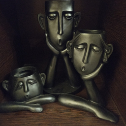 مجسمه و گلدان پلی استر سه تکه چهره مشکی