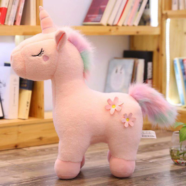 عروسک طرح اسب تک شاخ مدل Flower Unicorn ارتفاع 30 سانتی متر