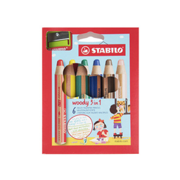 مداد رنگی 6 رنگ استابیلو سری سوانو مدل Woody 3 in 1