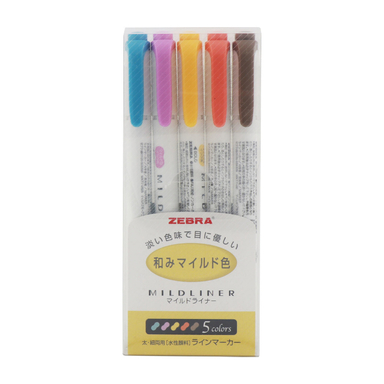 ماژیک هایلایتر زبرا (Zebra) مدل Mildliner بسته 5 عددی