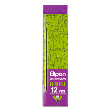 مداد مشکی الیپون (Elipone) مدل فانتزی گرد کد 8101712 بسته 12 عددی