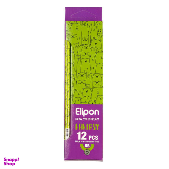 مداد مشکی الیپون (Elipone) مدل فانتزی گرد کد 8101712 بسته 12 عددی