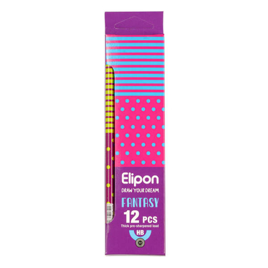 مداد مشکی الیپون (Elipone) مدل فانتزی گرد کد 8101612 بسته 12 عددی