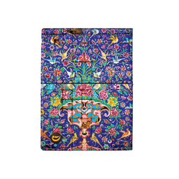 کلاسور پارچه‌ای ترمه‌گرافیک طرح کاشی گل و مرغ کد 515