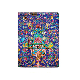 کلاسور پارچه‌ای ترمه‌گرافیک طرح کاشی گل و مرغ کد 515