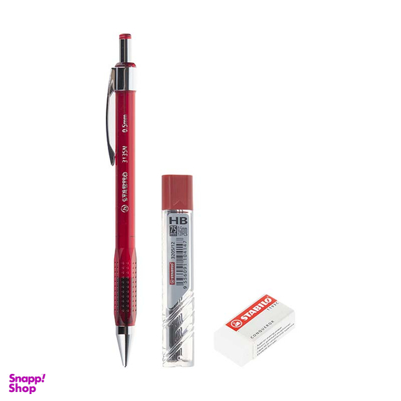 مداد نوکی 0.5 میلی متری استابیلو مدل 3135N3205BLP1 به همراه نوک مداد نوکی و پاک کن