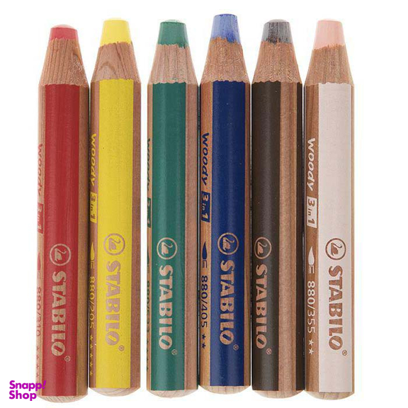 مداد رنگی 6 رنگ استابیلو سری سوانو مدل Woody 3 in 1