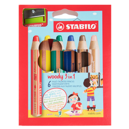 مداد رنگی 6 رنگ استابیلو سری سوانو مدل Woody 3 in 1