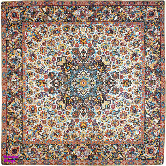 رومیزی ترمه ابریشمی عدل کشمیر مدل ساران اطلس