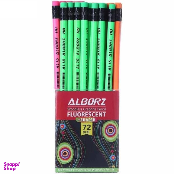 مداد مشکی البرز مدل پاکن دار بسته 72 عددی